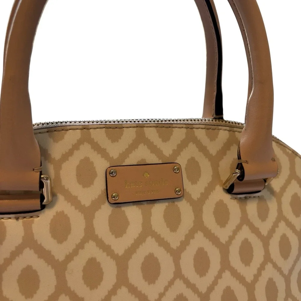 Kate Spade Grove Street Printed Carli Satchel Crossbody Bag‎ Cream/Tan